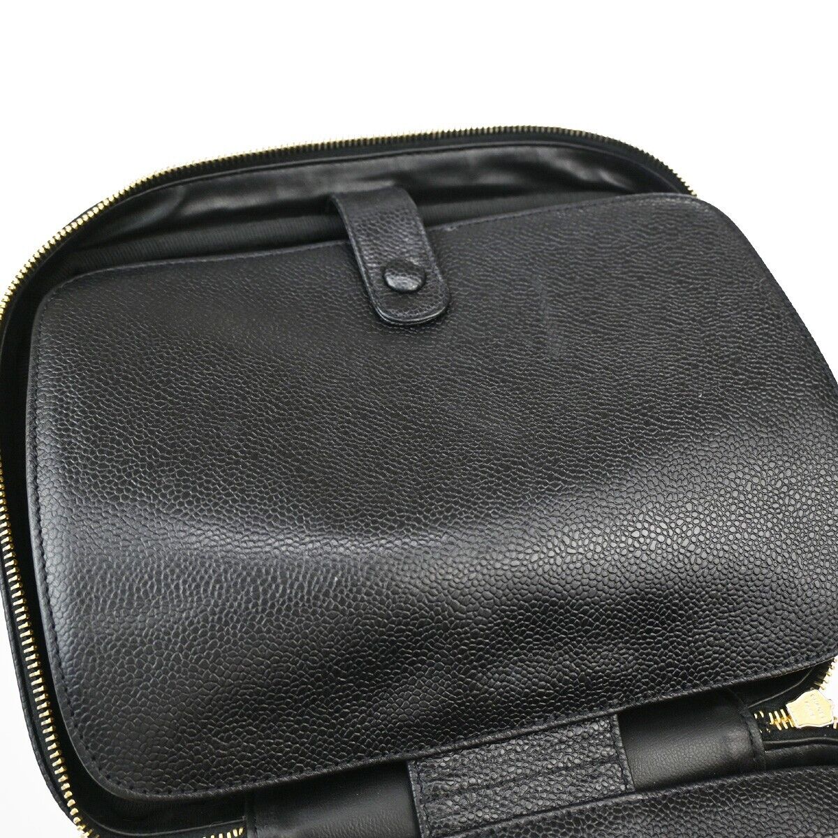 CHANEL CC Logo Vanity Cosmetic 2Way Hand Bag Caviar Leather Black GHW 304RJ716