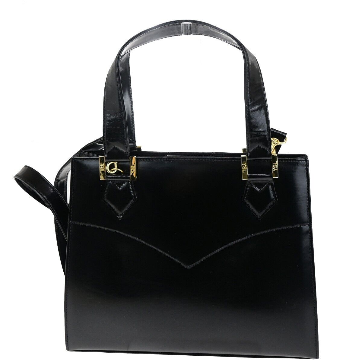 YVES SAINT LAURENT YSL Logo 2Way Shoulder Hand Bag Leather Black 36FB059