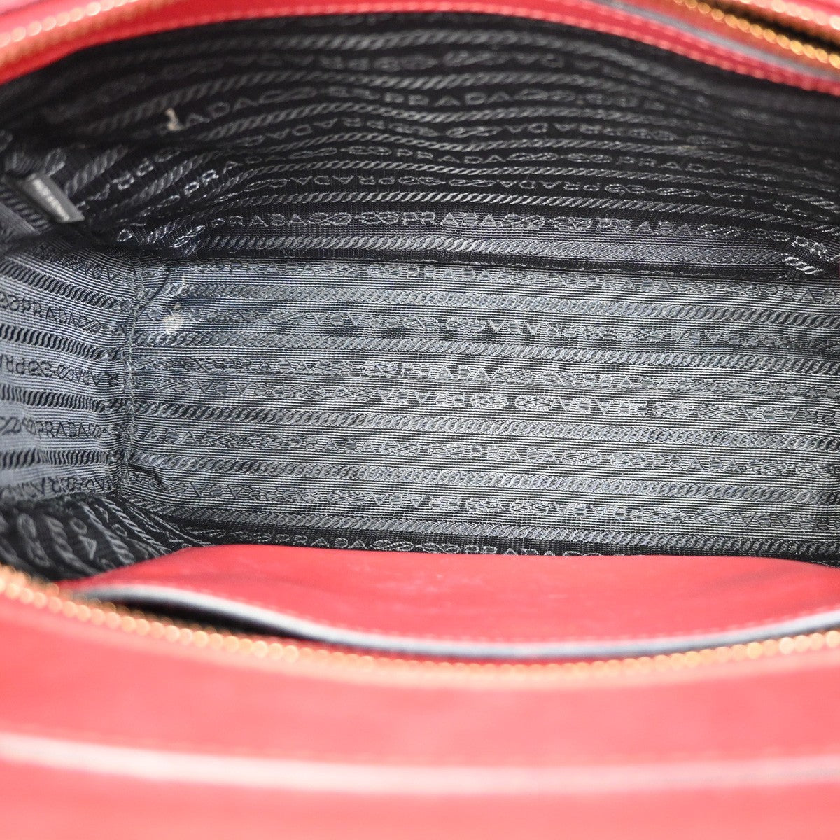PRADA Logo 2Way Shoulder Hand Bag Saffiano Leather RED GHW 11TA080