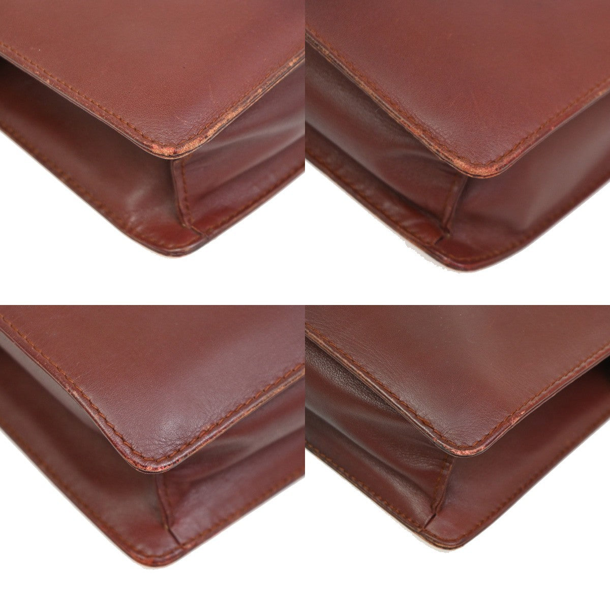MUST DE CARTIER 2C Logo Wallet Clutch Hand Bag Leather Red Gold 08TA272
