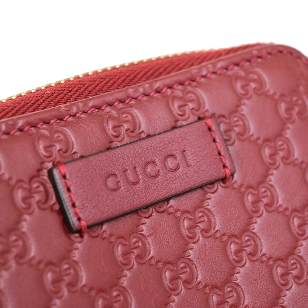GUCCI Micro Guccissima GG Pattern Bifold Zipper Wallet Leather Red 34FB312