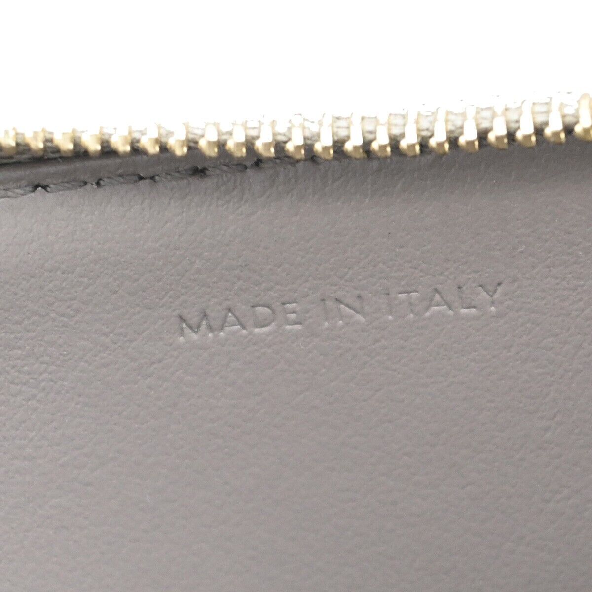 CELINE Logo Fragment Case Coin Zip Wallet Purse Leather Gray Gold Italy 36HB942
