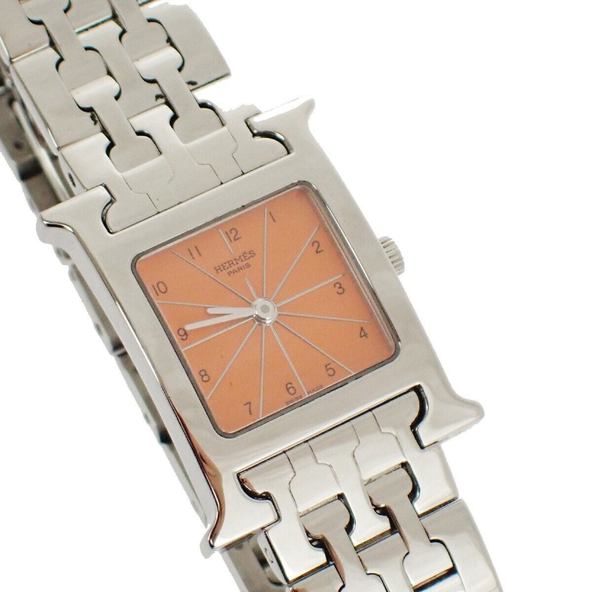 HERMES H Wrist Watch HH1.210 Quartz Stainless Steel Silver Orange 41LC293