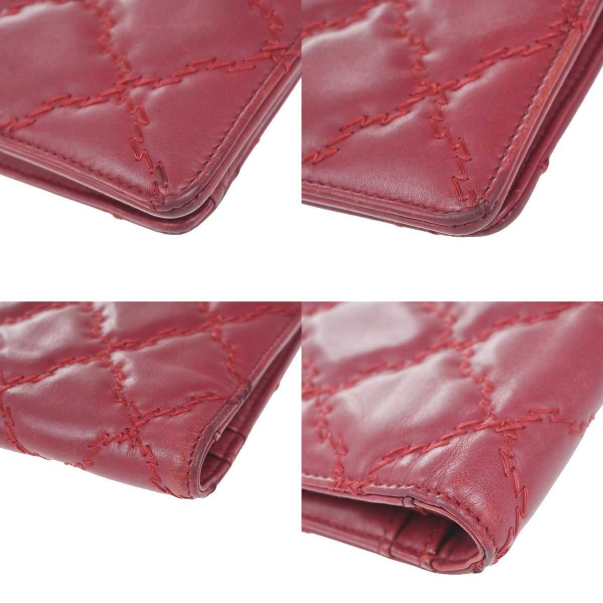 CHANEL CC Logo Matelasse Ultra Stitch Long Bifold Wallet Leather Red SHW 30KP479