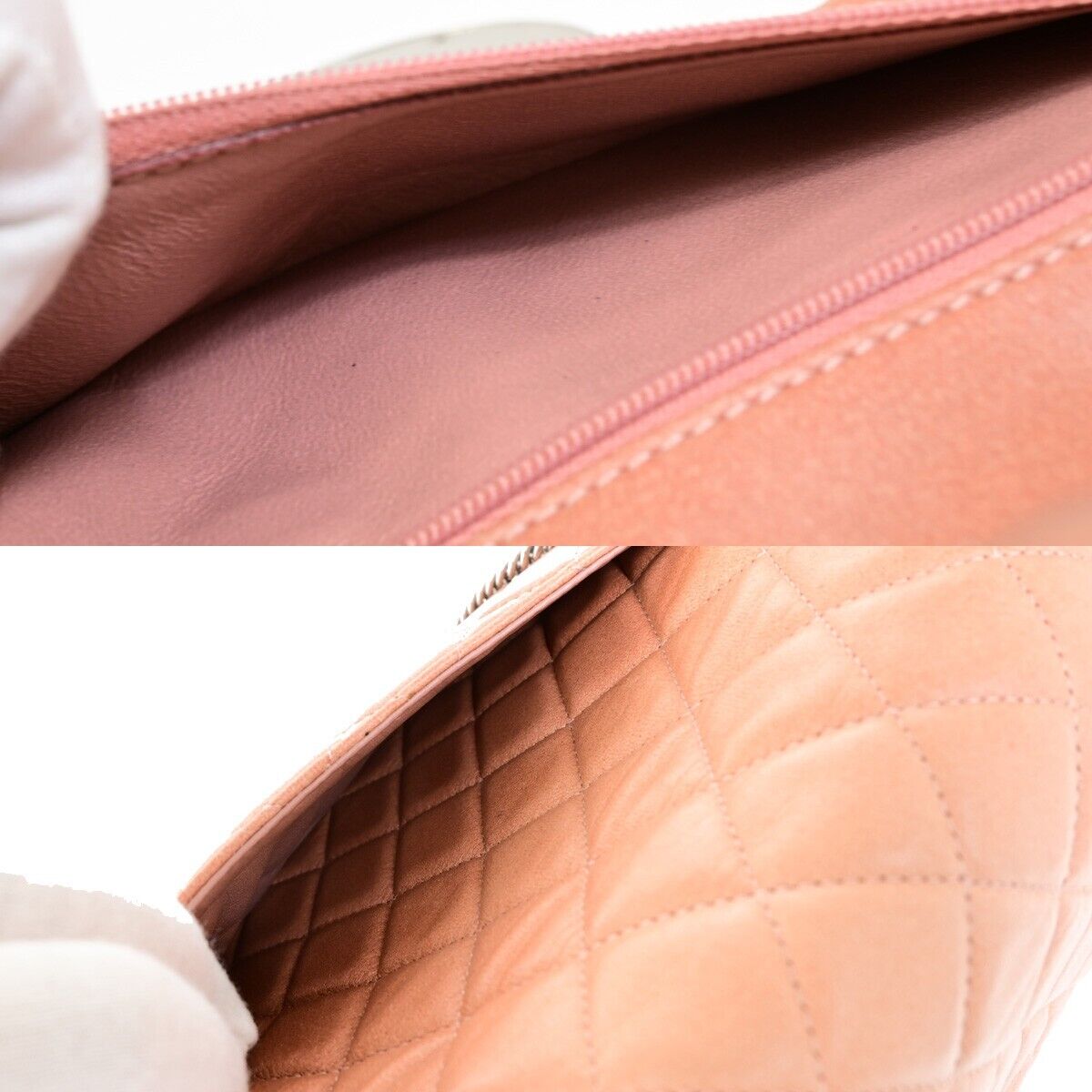 CHANEL CC Matelasse 25 Double Flap Chain Shoulder Bag Leather Pink 373RK146