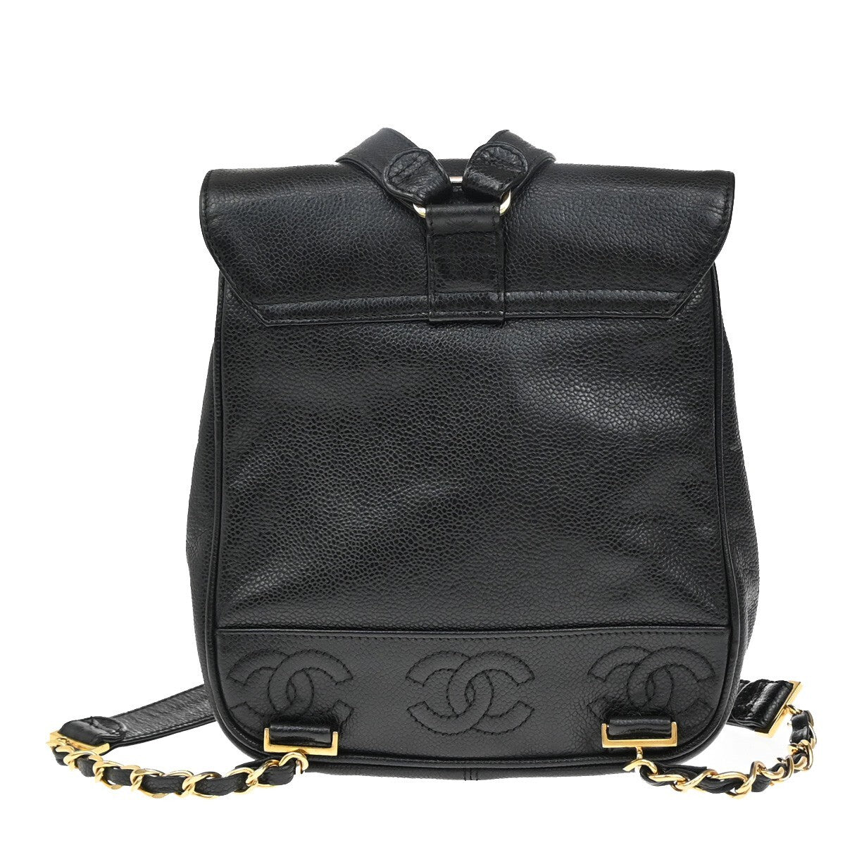 CHANEL Triple CC Chain Backpack Bag Grained Calfskin Leather BK VTG 870RF265