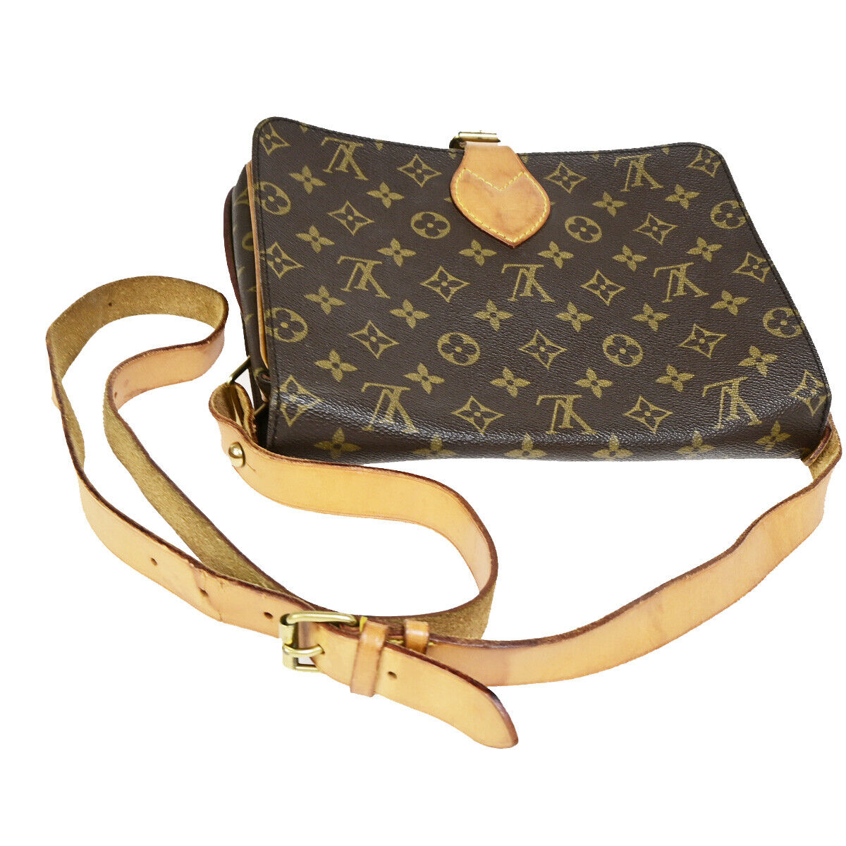 LOUIS VUITTON Cartouchiere GM Shoulder Bag Monogram Leather Brown M51252 37YF621