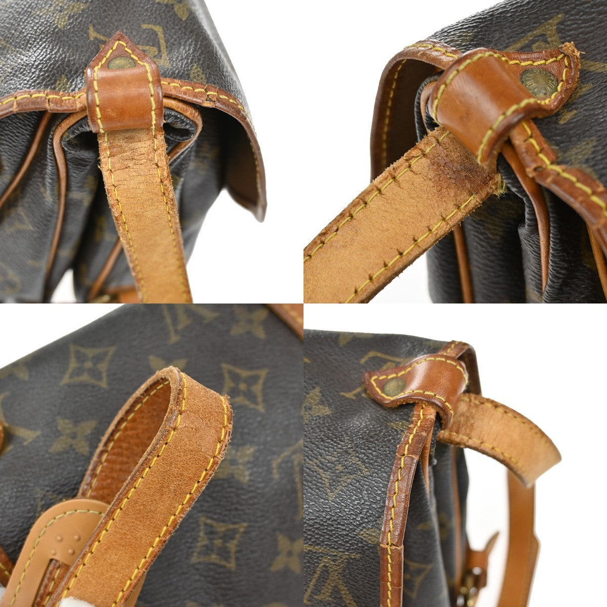LOUIS VUITTON Logo Saumur 30 Shoulder Bag Monogram Leather Brown M42256 31KB564