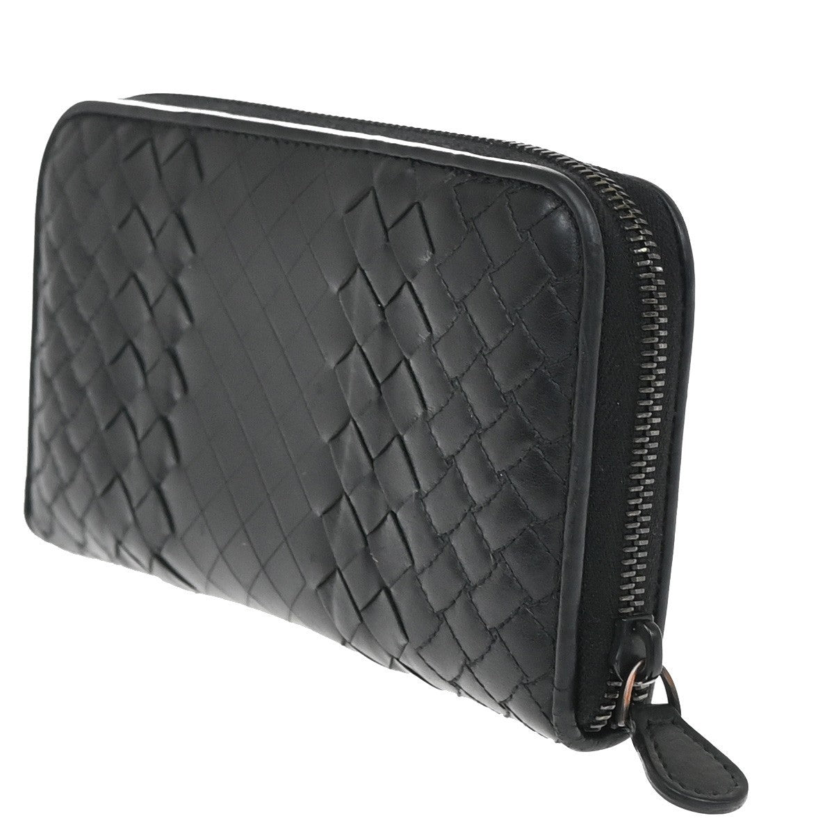 BOTTEGA VENETA Intrecciato Long Zipper Around Wallet Leather Black 65EG120