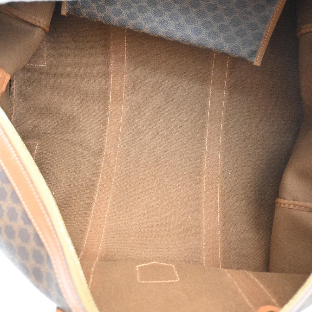 CELINE Logo Macadam Pattern Travel Hand Boston Bag PVC Leather Brown 62CA283