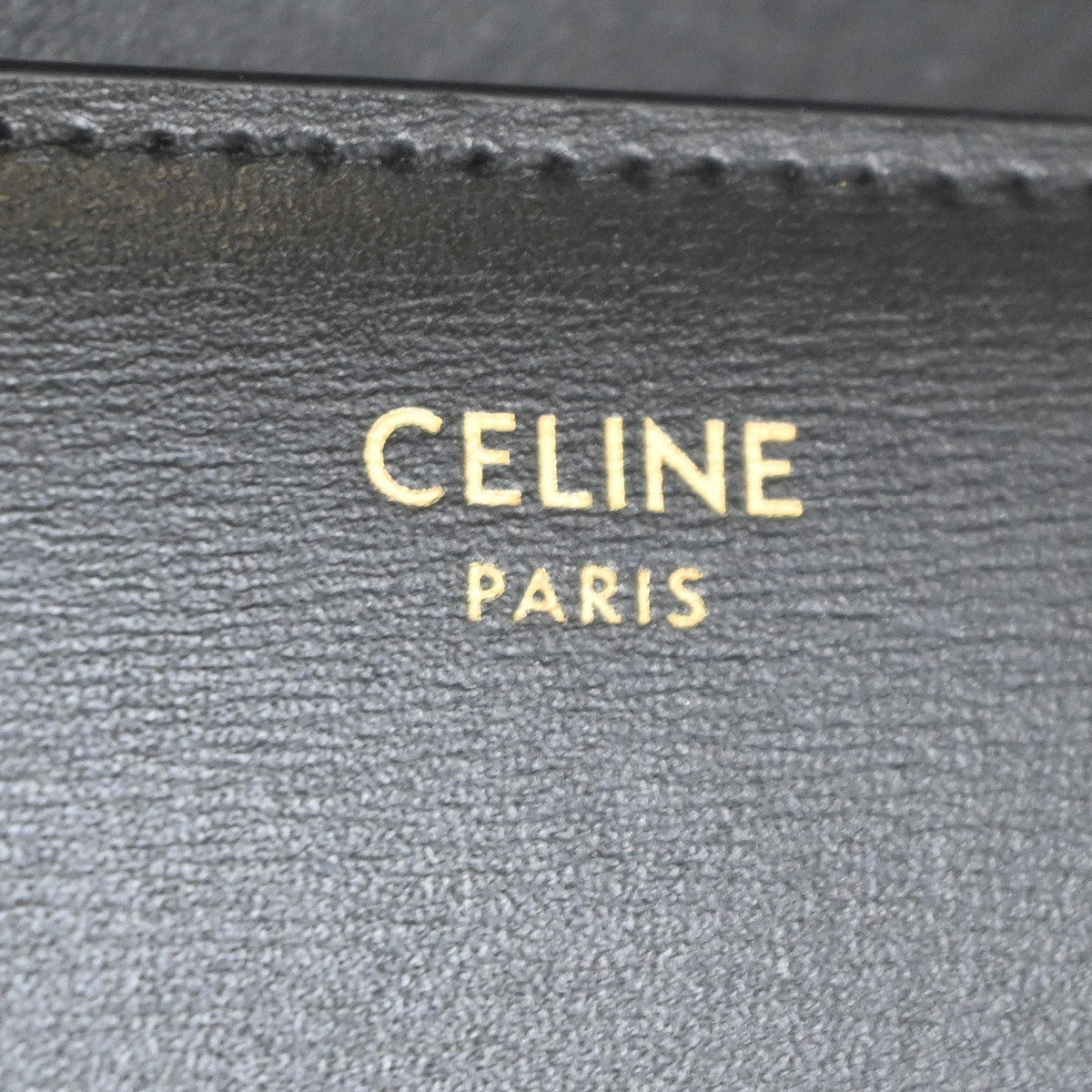 CELINE Triomphe Small Trifold Wallet Purse Leather Black GHW 31TA346