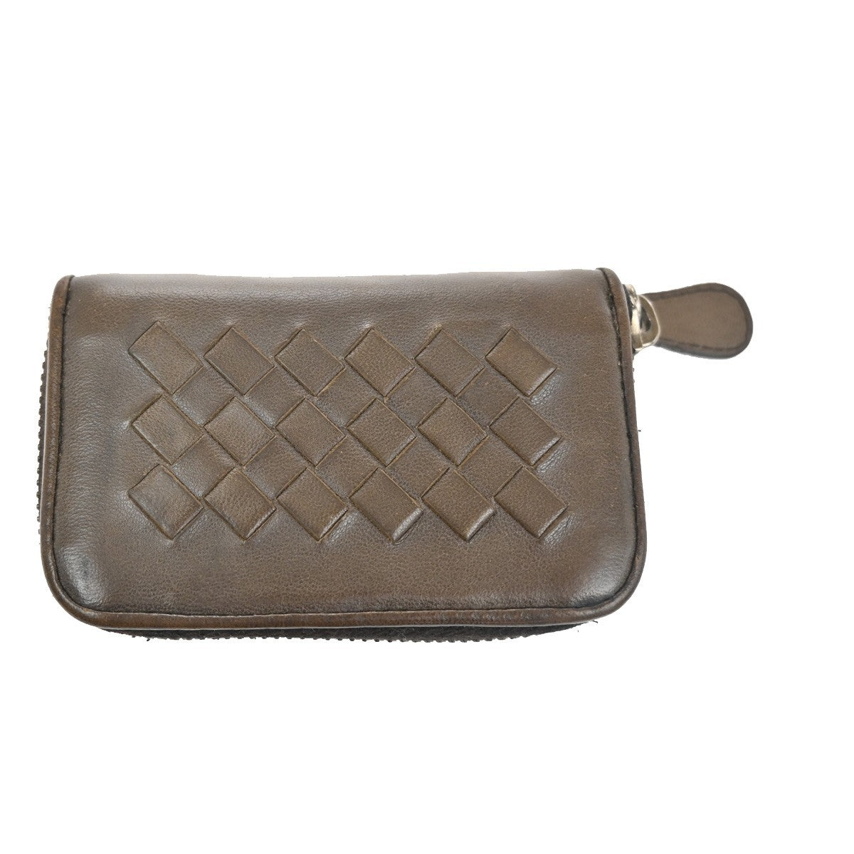 BOTTEGA VENETA Intrecciato Coin Case Round Zipper Wallet Leather Brown  02TA173