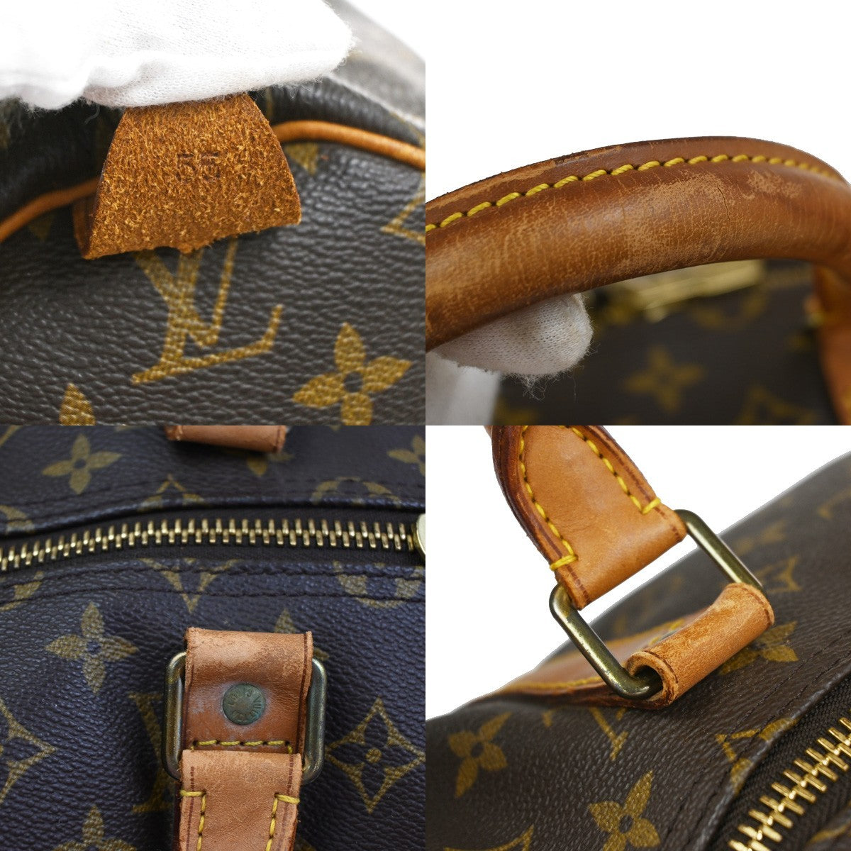 LOUIS VUITTON Keepall 55 Travel Hand Bag Monogram Leather Brown M41424 35YJ051
