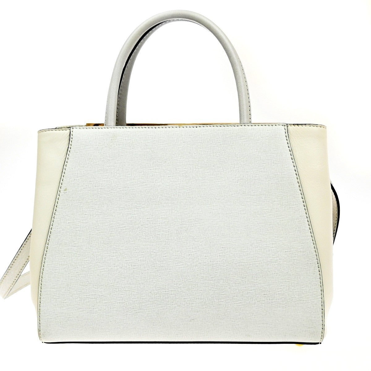 FENDI Logo 2Jours 2Way Shoulder Hand Bag Leather Charm White GHW Italy 70YH941