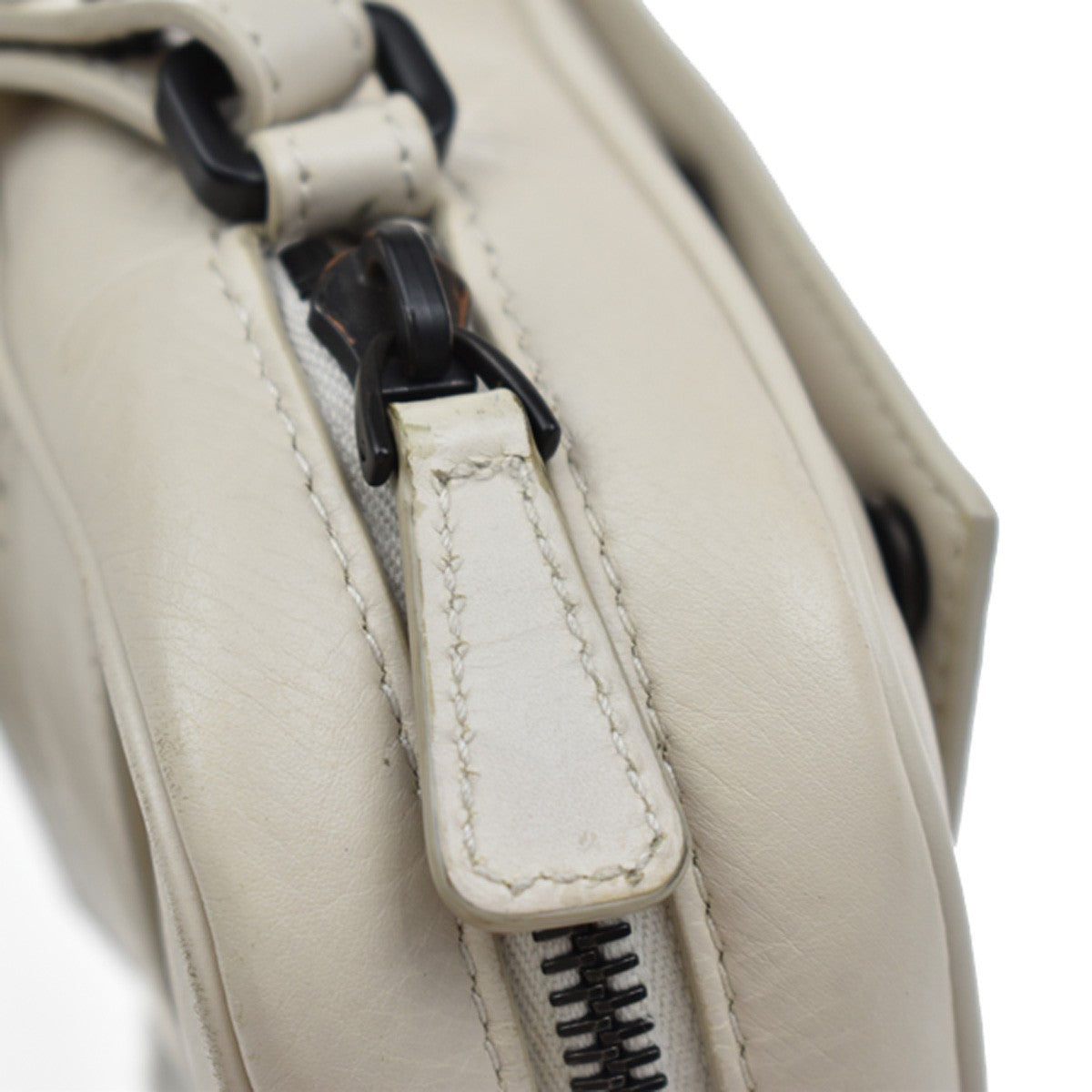 BOTTEGA VENETA Logo Mini Shoulder Bag Leather White Made in Italy 83KB141