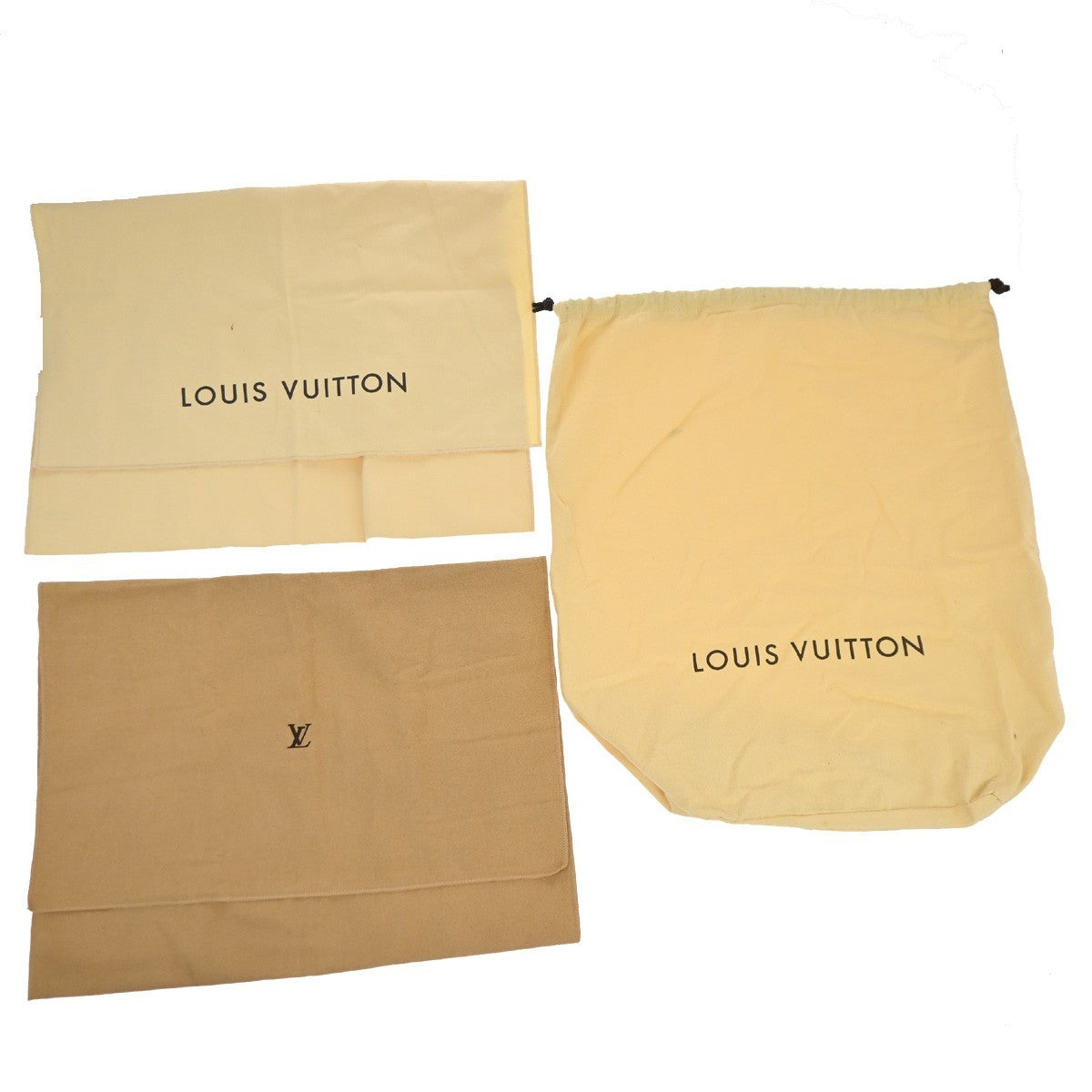 LOUIS VUITTON Logo 20 Set Drawstring Dust Bag Canvas Cotton Beige Brown 63EG382