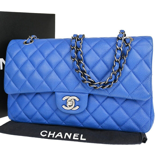 CHANEL CC Matelasse 25 Double Flap Chain Shoulder Bag Cavia Leather BE 990RJ356