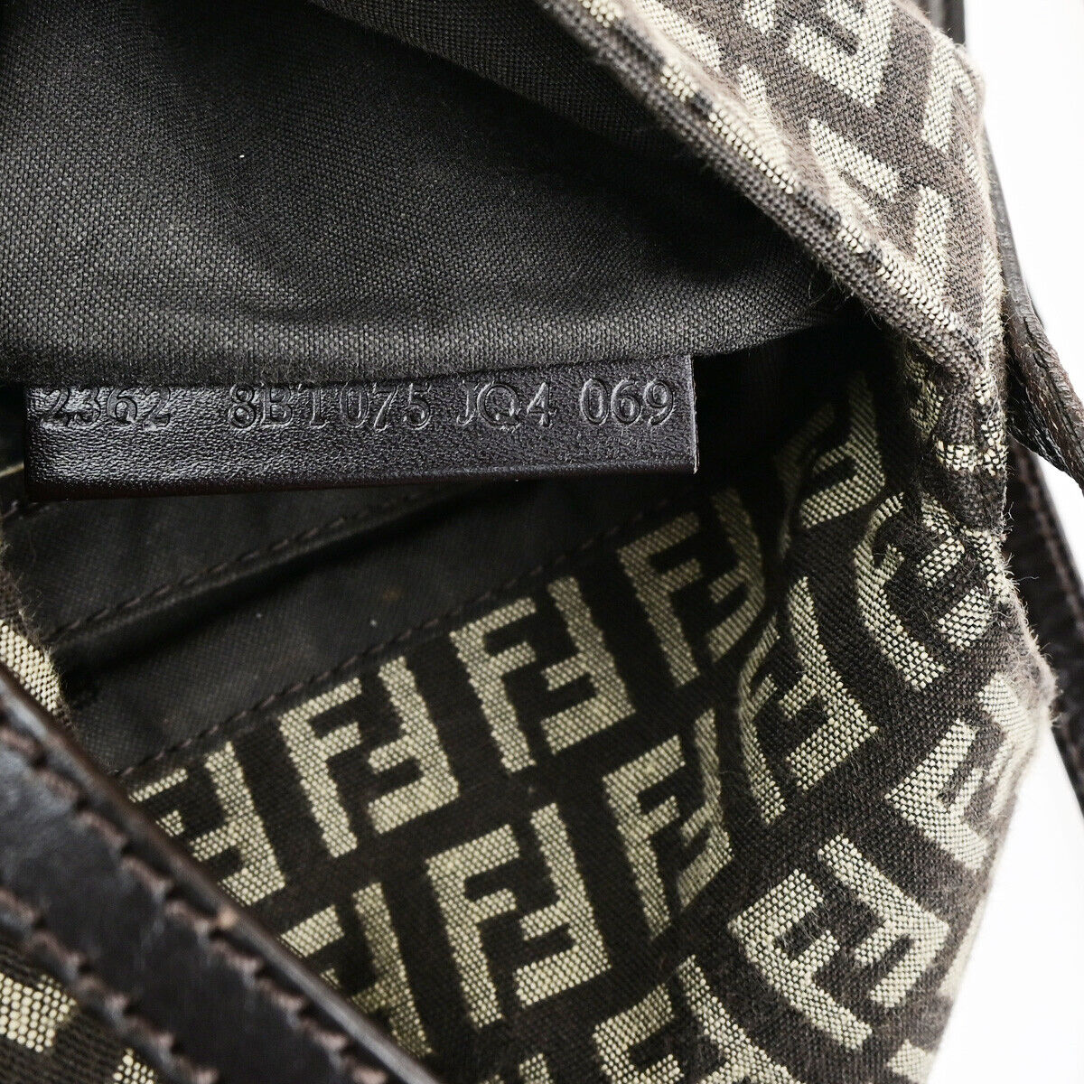 FENDI Logo Zucchino Shoulder Bag Canvas Leather Brown SHW Italy 70SJ496