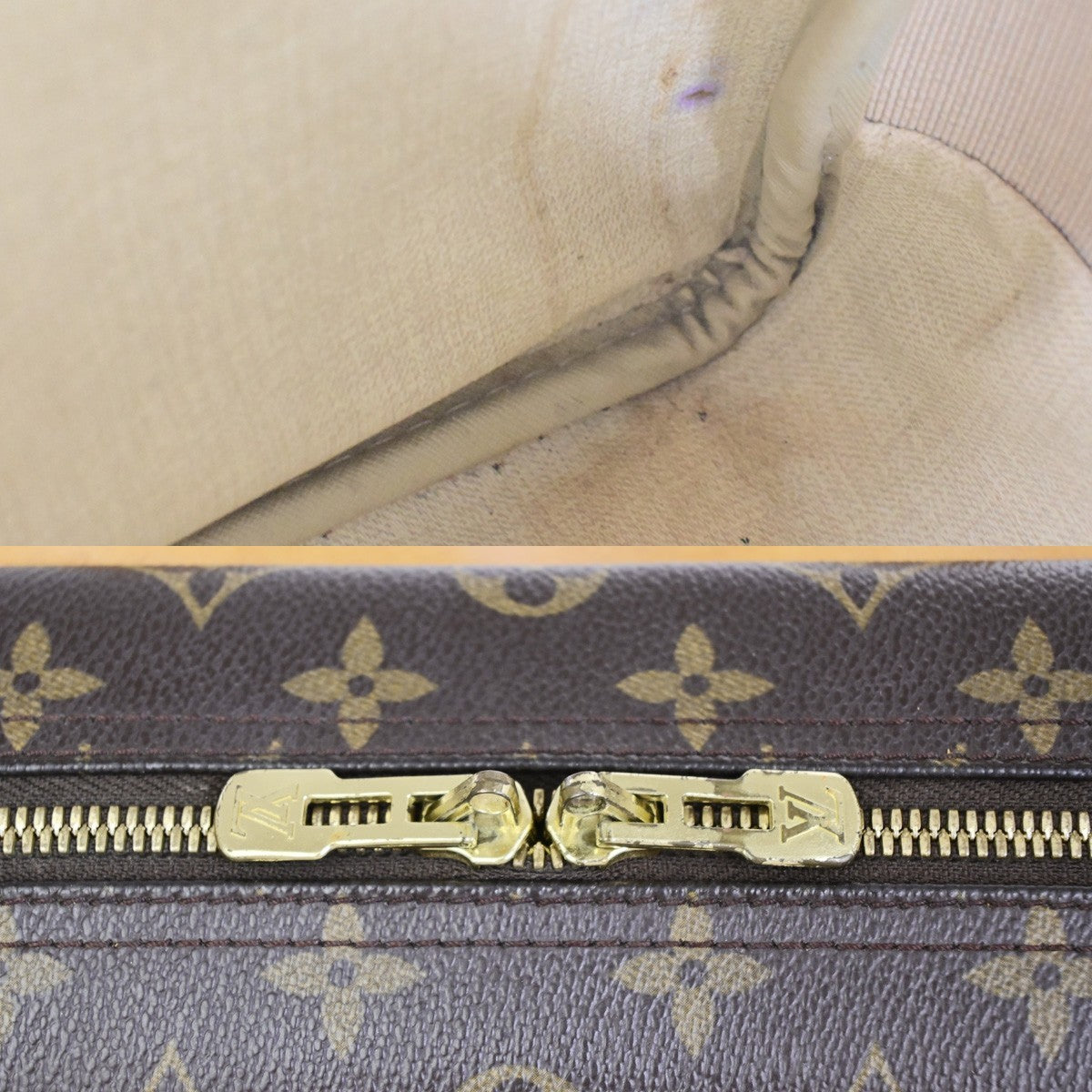 LOUIS VUITTON LV Logo Deauville Hand Bag Monogram Leather Brown M47270 86PA135