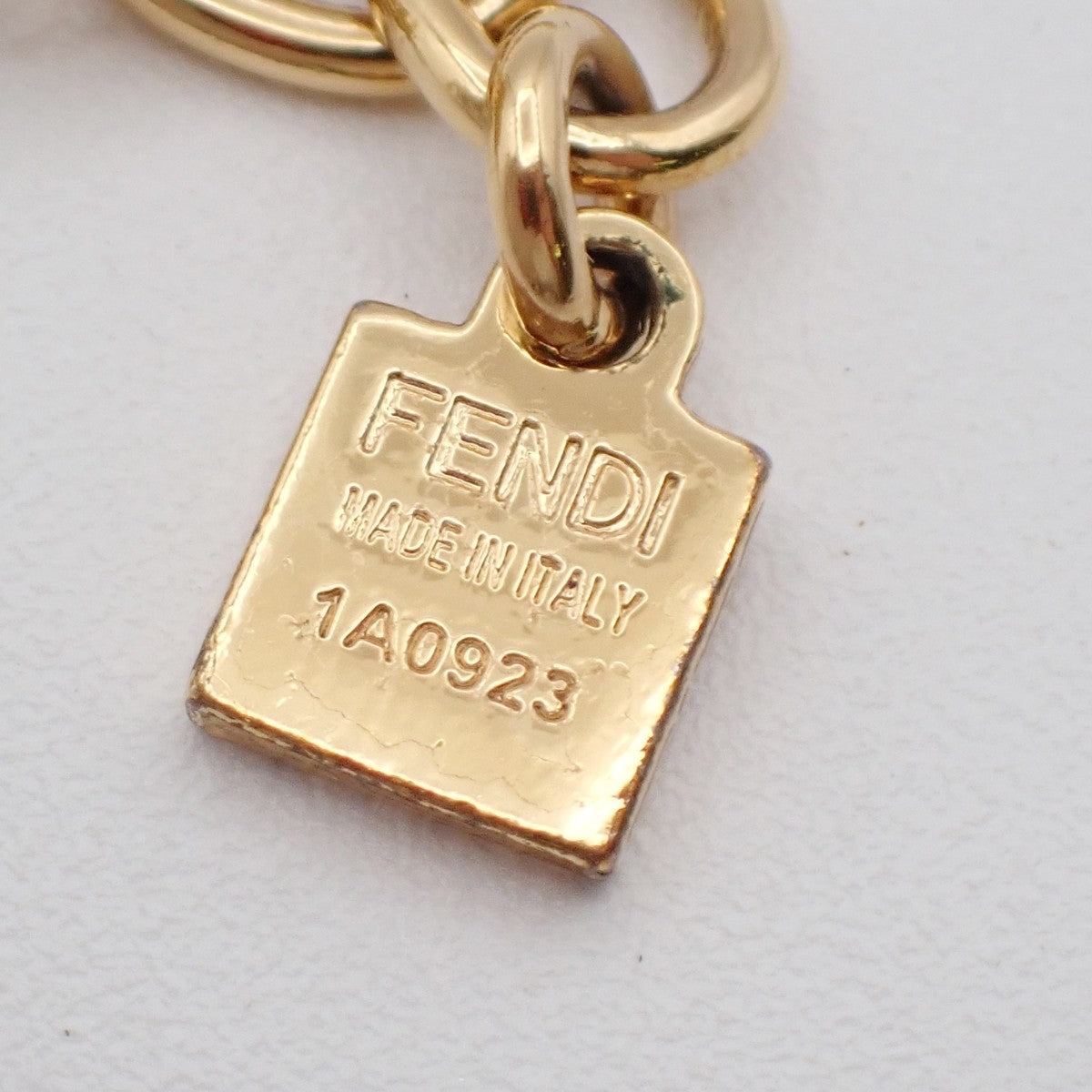 FENDI FF Logo Chunky Chain Bracelet Gold-Plated Italy 60EF508