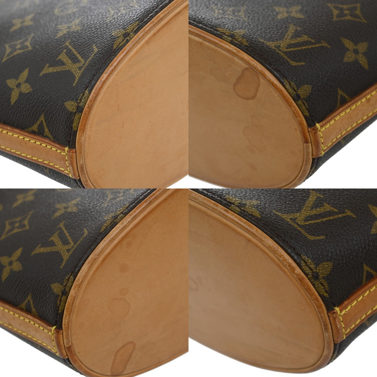 LOUIS VUITTON Logo Drouot Shoulder Bag Monogram Leather Brown M51290 96KB486