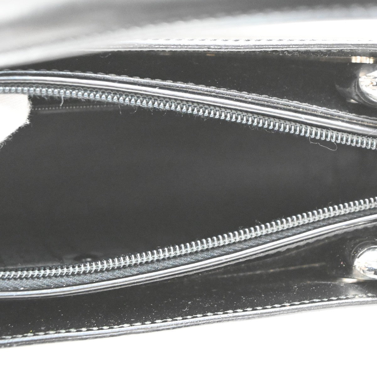 CHRISTIAN DIOR LOGO Maris Pearl  Tote Hand Bag Black SHW Italy 95TA404