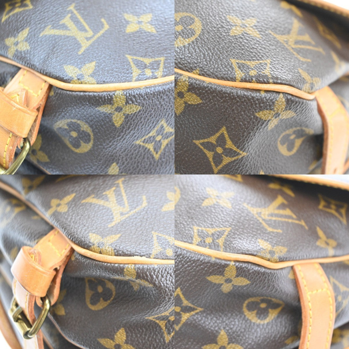LOUIS VUITTON Logo Saumur 30 Shoulder Bag Monogram Leather Brown M42256 90MA320