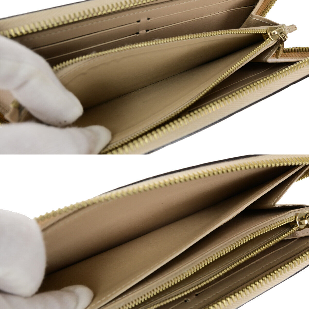 LOUIS VUITTON Clemence Zipper Wallet Monogram Vernis Leather Dune M90923 65YF312