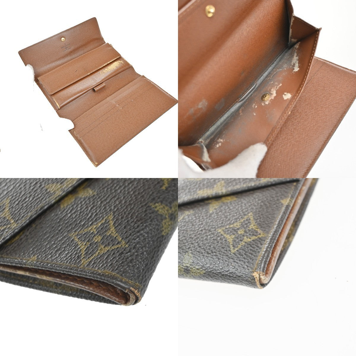 LOUIS VUITTON LV Logo 2 Set Bifold Wallet Monogram Leather Brown 01KP392