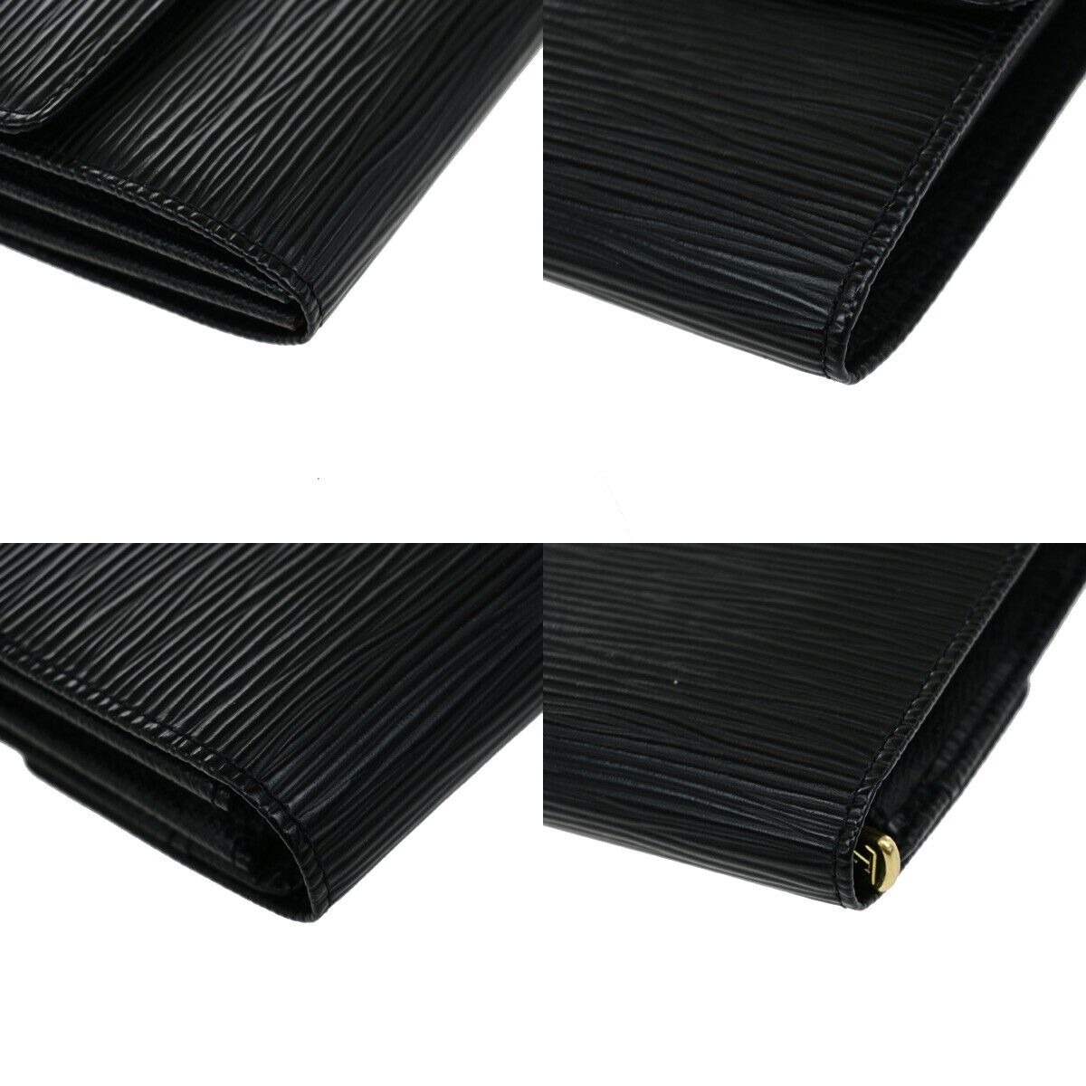 LOUIS VUITTON Logo Pochette Credit Long Wallet Epi Leather Black M63572 63EE080
