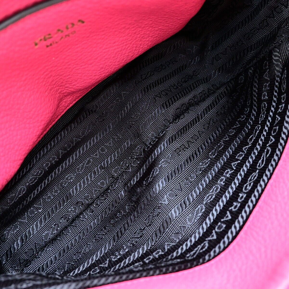 PRADA Logo Crossbody Flap Shoulder Bag Leather Pink GHW 50RK724