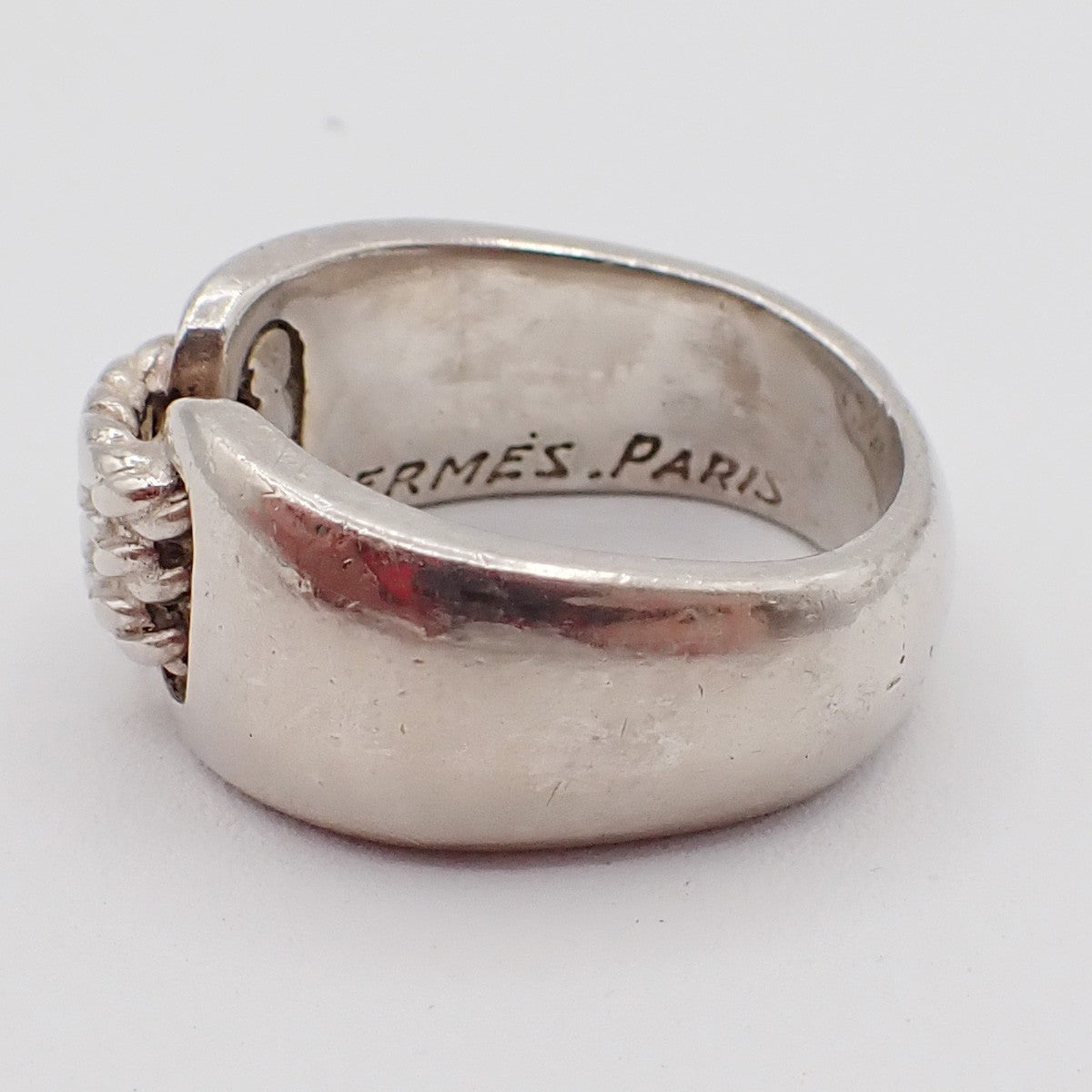 HERMES Logo Suroit Ring Size 53 Silver Accessory 71RF776