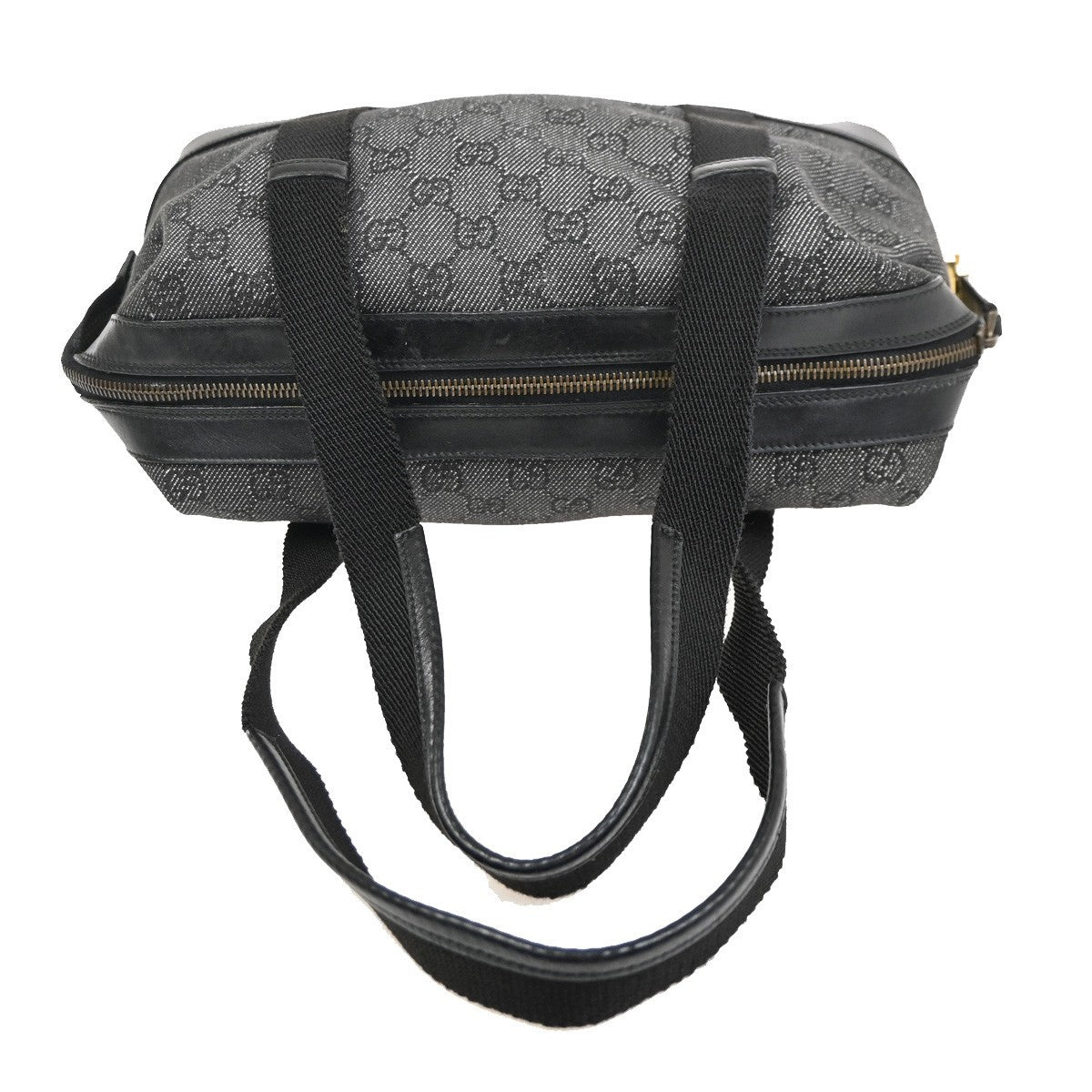 GUCCI GG Canvas Mini Boston Handbag Black Leather Canvans GHW Italy 36KC924