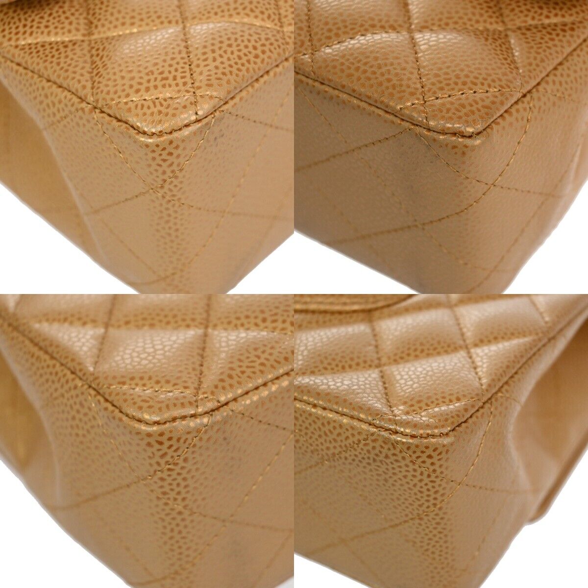 CHANEL CC Matelasse 25 Double Flap Chain Shoulder Bag Caviar Leather 6083LC452