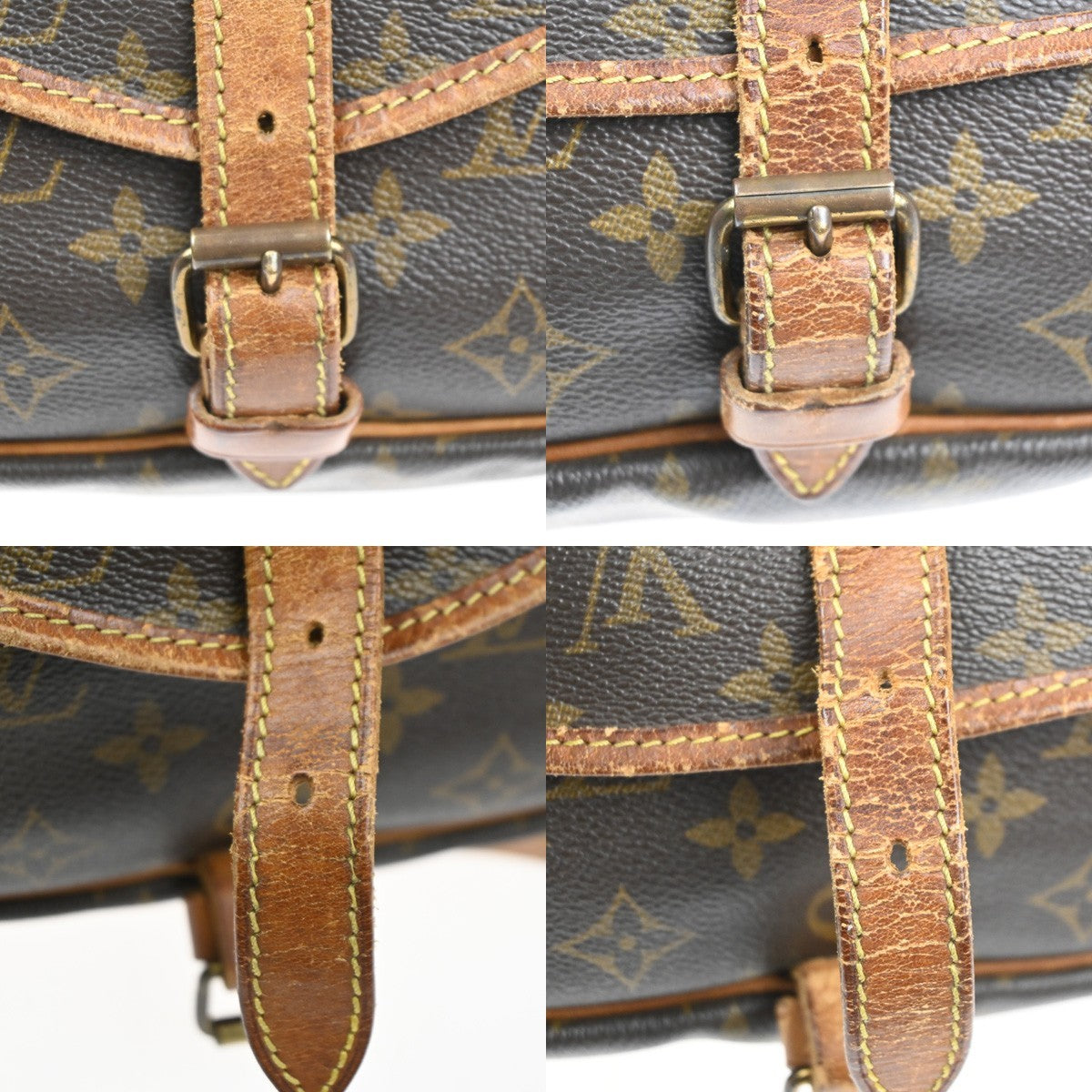 LOUIS VUITTON Logo Saumur 30 Shoulder Bag Monogram Leather Brown M42256 86MA434