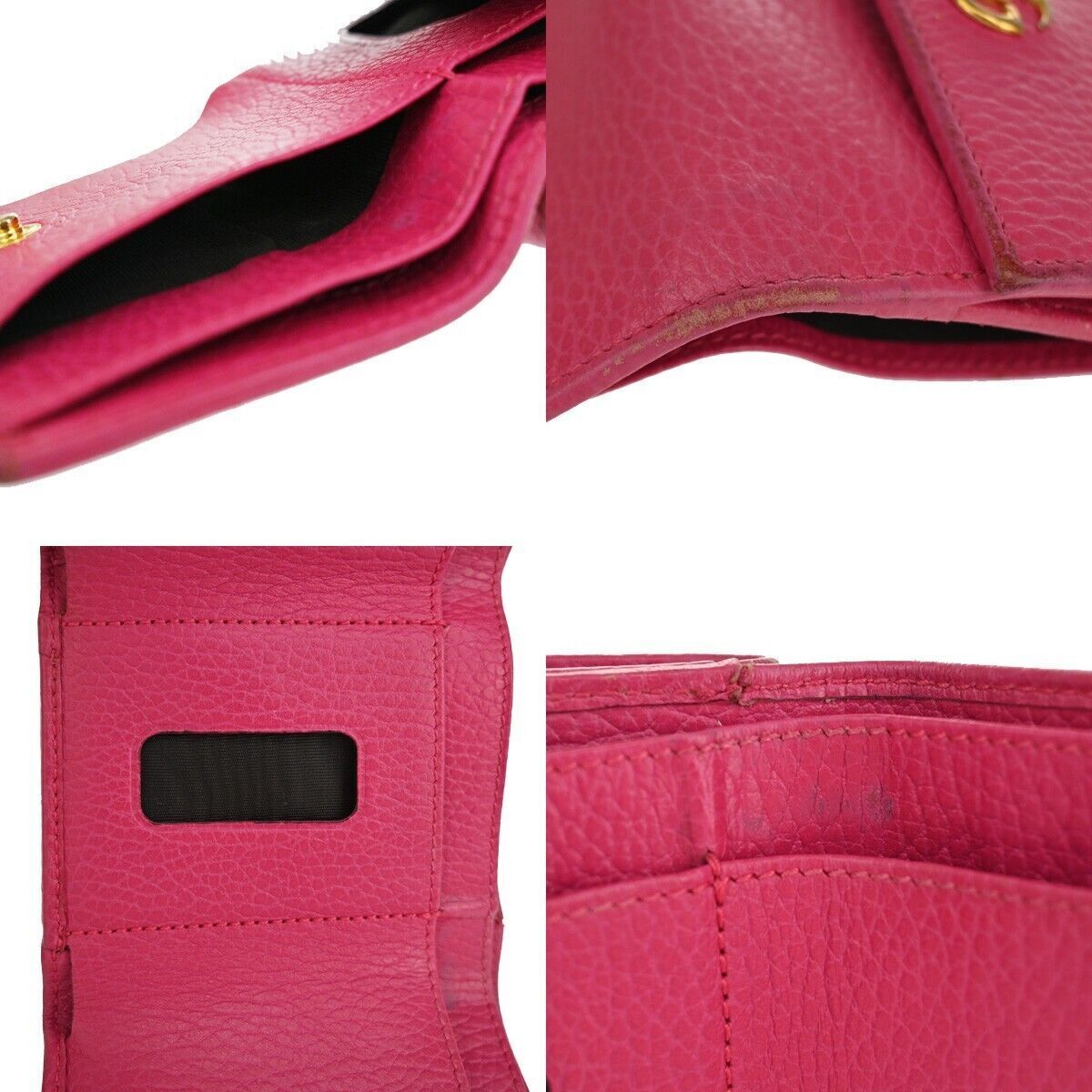 GUCCI Marmot GG Logos Bifold Wallet Purse Leather Pink Made In Italy 66SG797