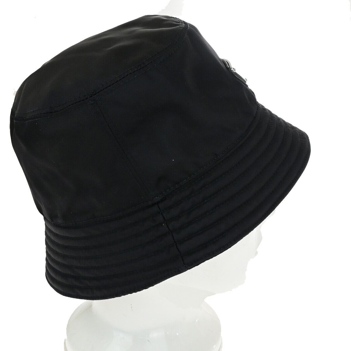 PRADA Logo Tessuto Bucket Hat Side M 100% Nylon Black Italy 80RK564