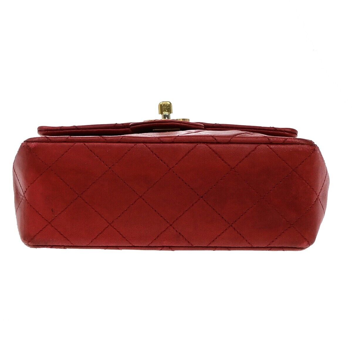 CHANEL CC Logo Mini Matelasse Chain Shoulder Bag Leather Red Vintage 673RF237