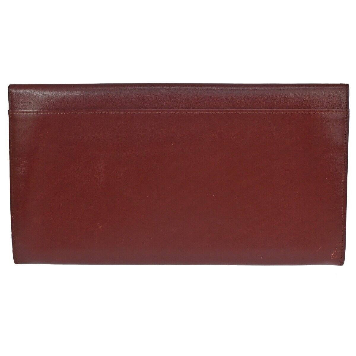 MUST DE CARTIER 2C Logo Wallet Clutch Hand Bag Leather Bordeaux Gold 09EA094