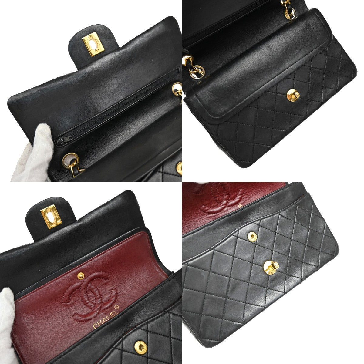 CHANEL Matelasse 23 Double Flap Chain Shoulder Bag Leather BK Vintage 396RF511