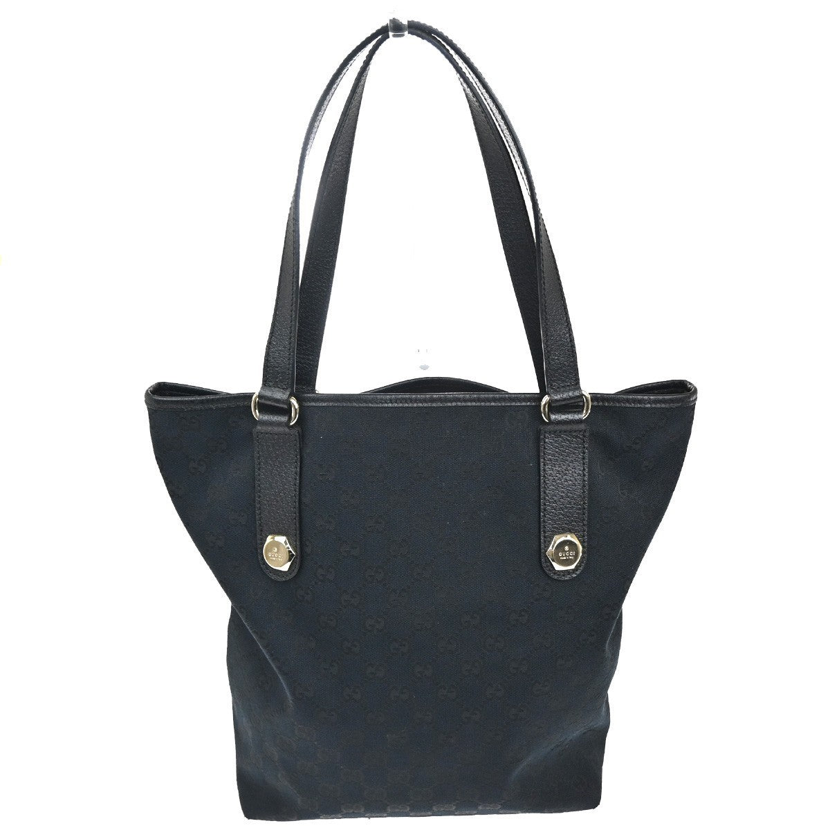GUCCI Logo GG Pattern Shoulder Bag Canvas Leather Black GHW Italy 73KC453