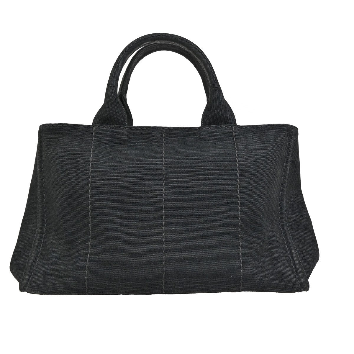 PRADA Logo Canapa 2Way Shoulder Hand Bag Canvas Leather Black GHW Italy 74EE291