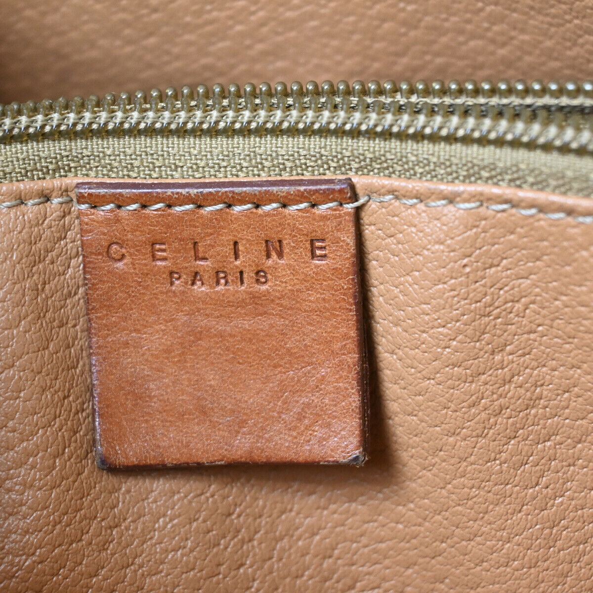 CELINE Logo Macadam Pattern Shoulder Tote Bag PVC Leather Brown GHW 33YE326