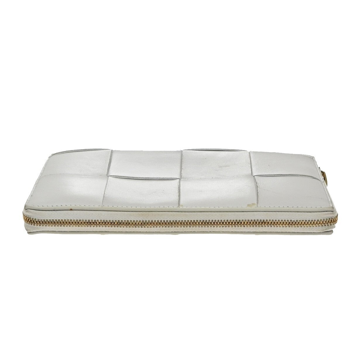 BOTTEGA VENETA Cassette Intrecciato long Wallet Purse Leather White 64EE516