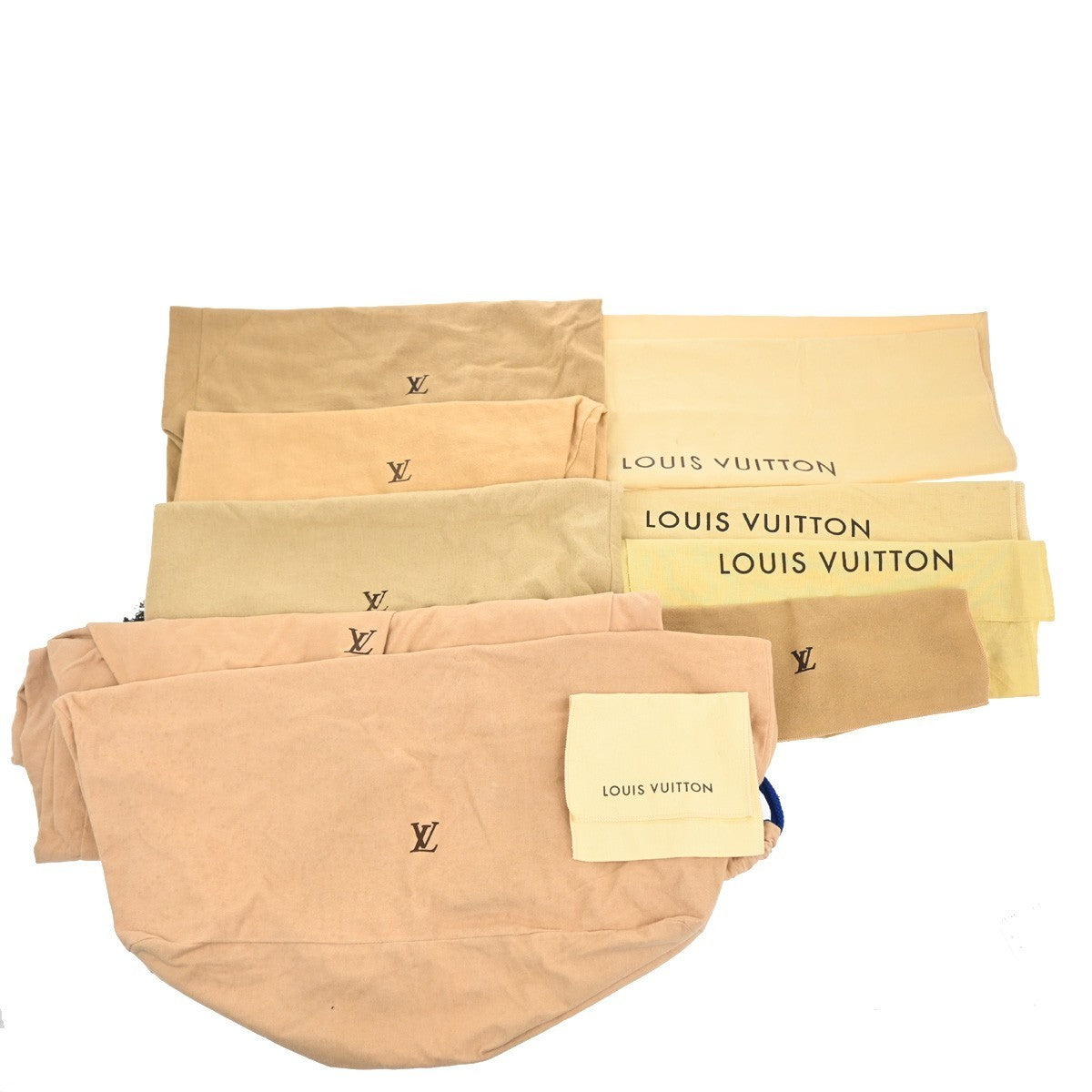 LOUIS VUITTON Logo 10 Set Dust Bag Drawstring Canvas Cotton Beige Brown 09TA385