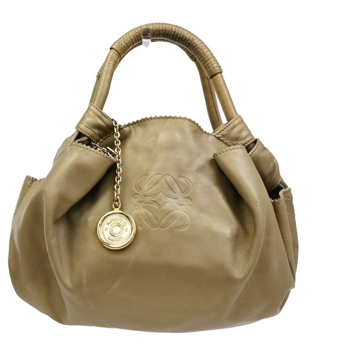 LOEWE Anagram Logo Nappa Aire Hand Bag Leather Beige GHW Spain 34KC278