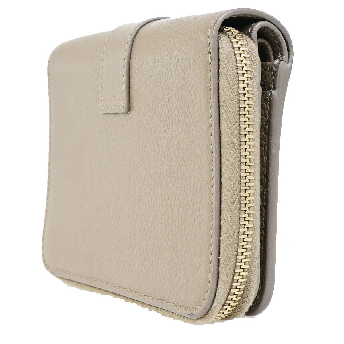 SAINT LAURENT YSL Logo Compact Bifold Wallet Purse Leather Brown 34KA400