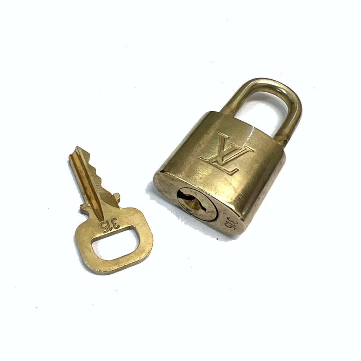 LOUIS VUITTON LV 10 SET PADLOCK KEY BAG CHARM CADENA GOLD PLATED FRANCE 37SH244