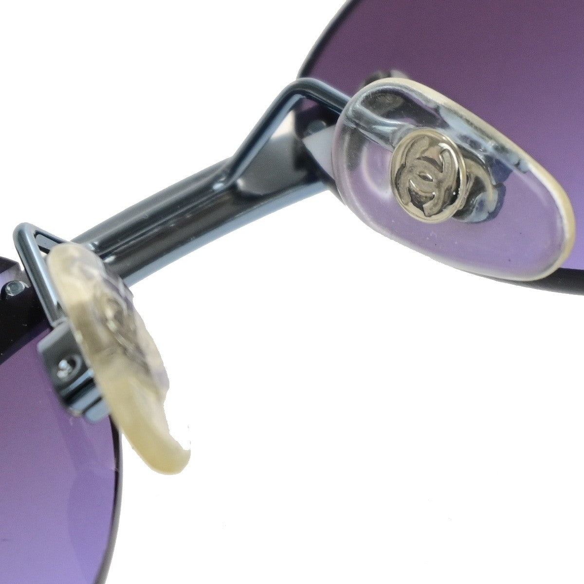 CHANEL CC Logo Rimless Sunglasses Eye Wear Plastic Metal Purple 05RQ087