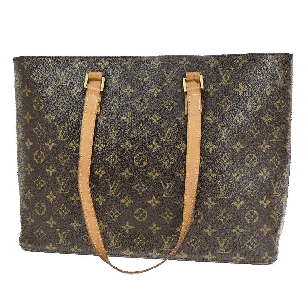 LOUIS VUITTON Logo Luco Shoulder Tote Bag Monogram Leather Brown M51155 87SJ459